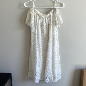 WHITE LILLY PULITZER OFF THE SHOULDER MINI - GREAT FOR BRIDES